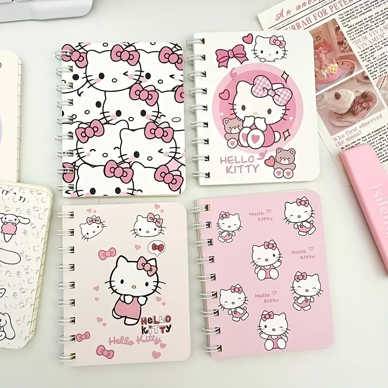 E-shop 4 Stück Sanrio Hello Kitty Spiralblock - Niedliches Dickes Cartoon-Design, Minimalistisches Design, Mehrere Farben – Ideal für Studium & Büro,