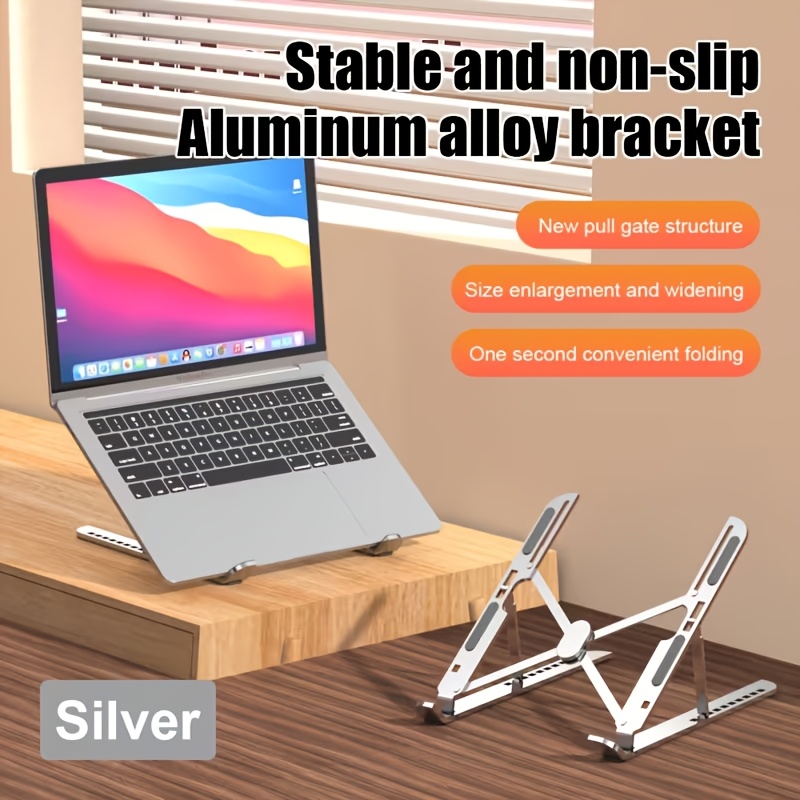 TEMU Support pour ordinateur portable/tablette en alliage d'aluminium, support portable pliable et réglable, support stable à charge élevée