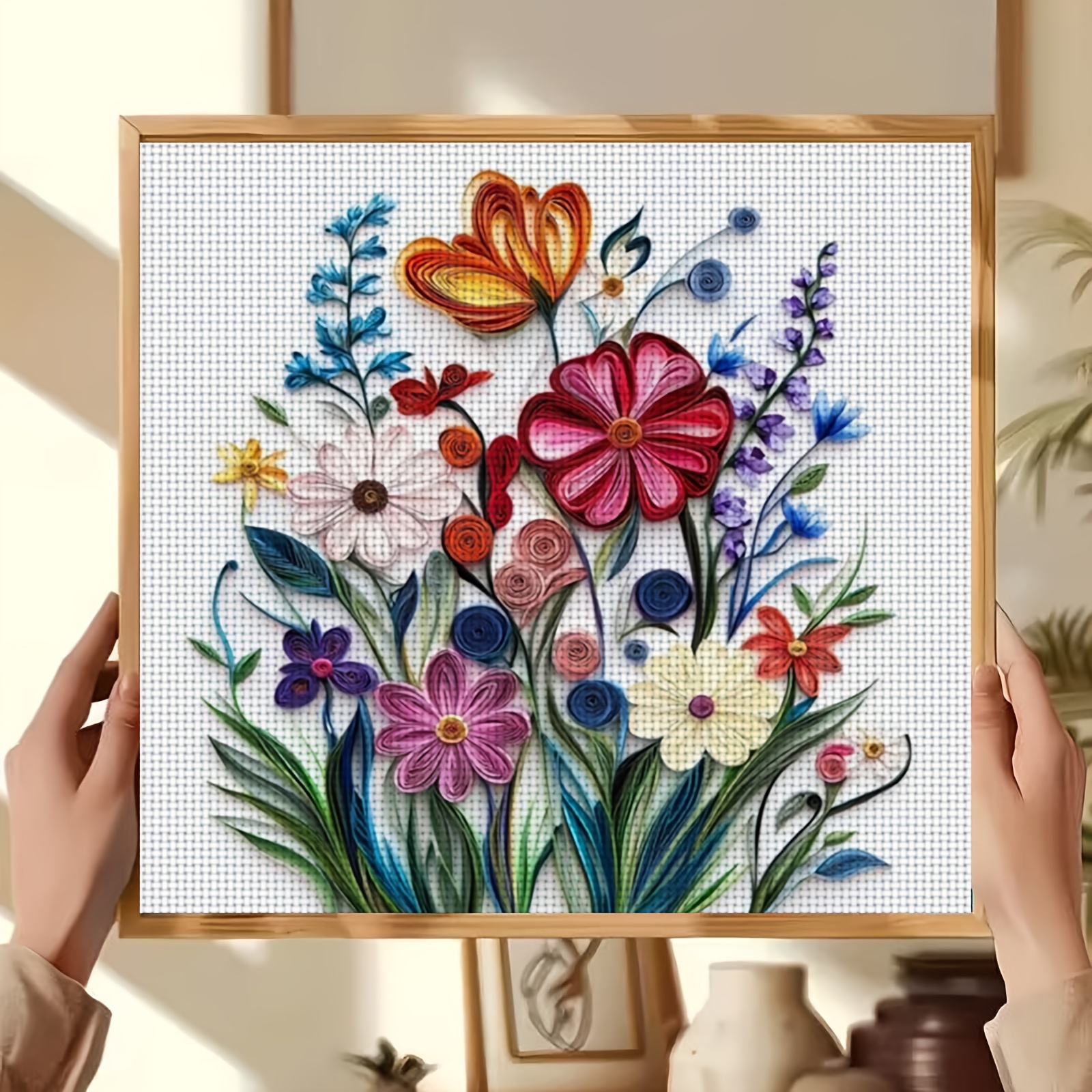 Quilled Bouquet Cross Stitch Printing Kit for Beginners