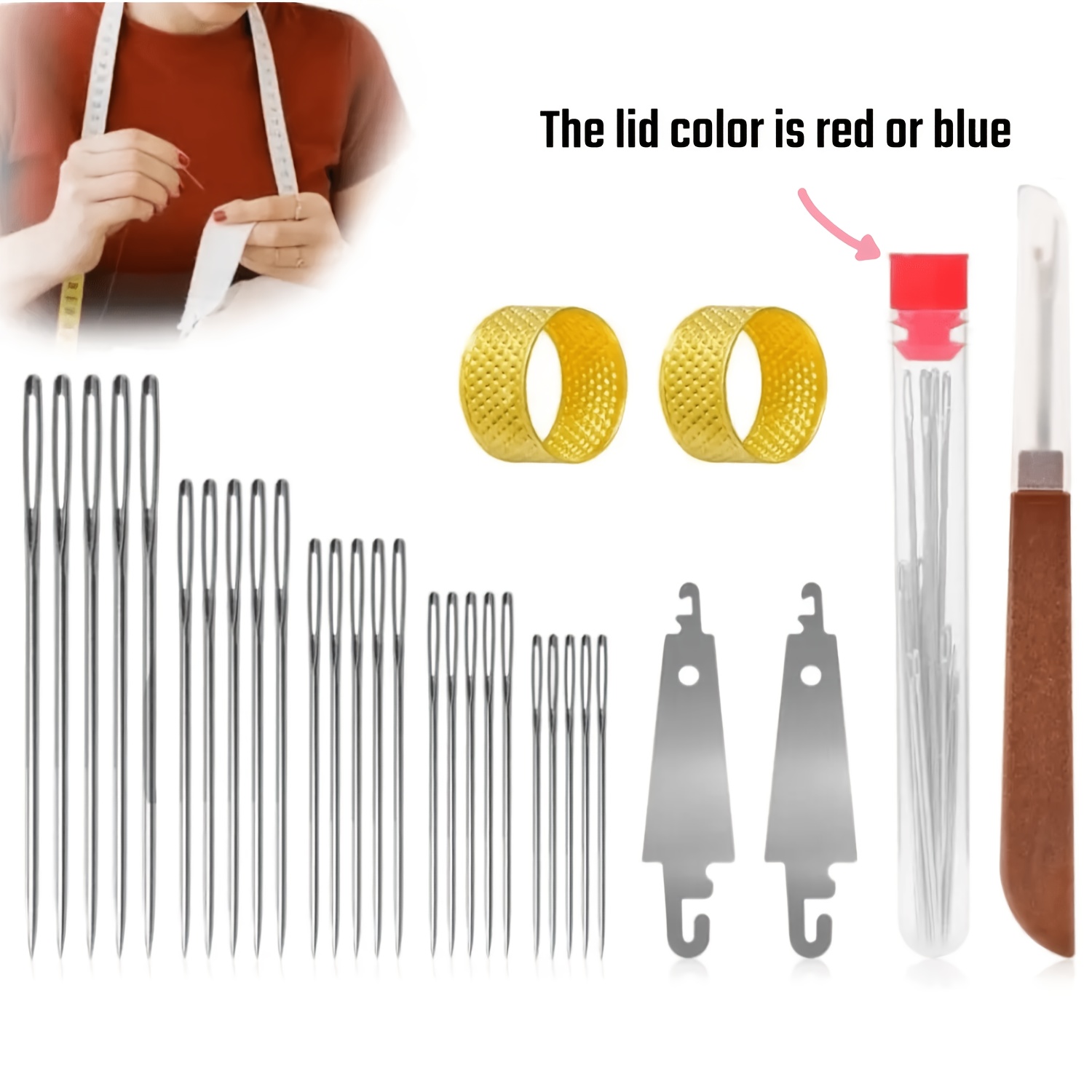 TEMU Steel Sewing Needle Kit, Sewing Tool Set, Steel Needles For Hand Sewing, Needles Thread Hand Repair Tools With Black Storage Bag, For Sewing
