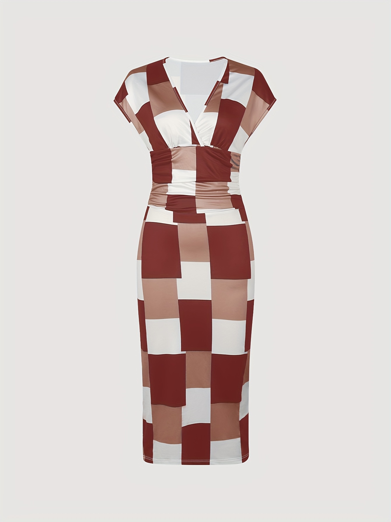 print v neck dress elegant short sleeve dress - Temu