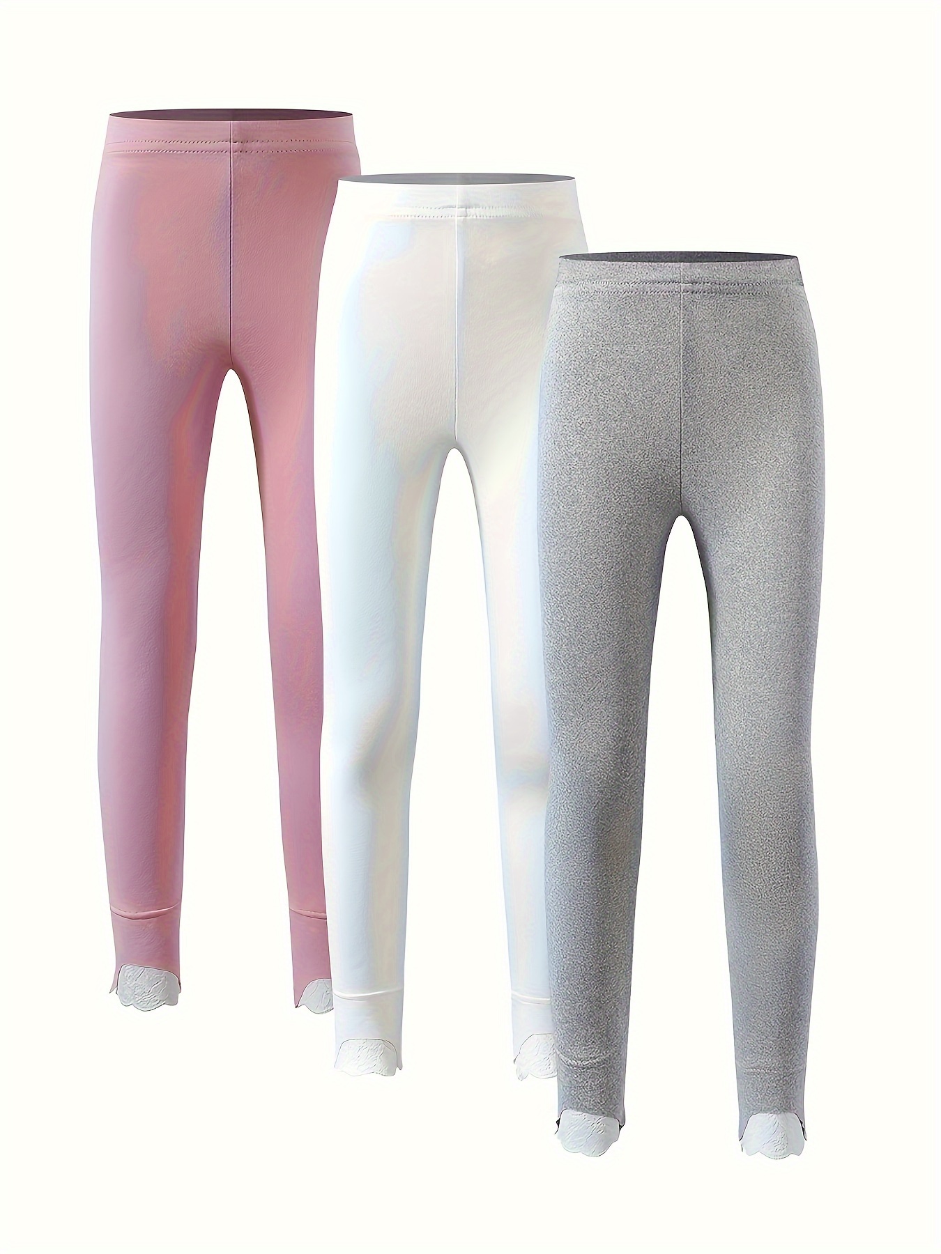 Multipacks Girls Lace Details Sweet Comfy Leggings Pants - Temu