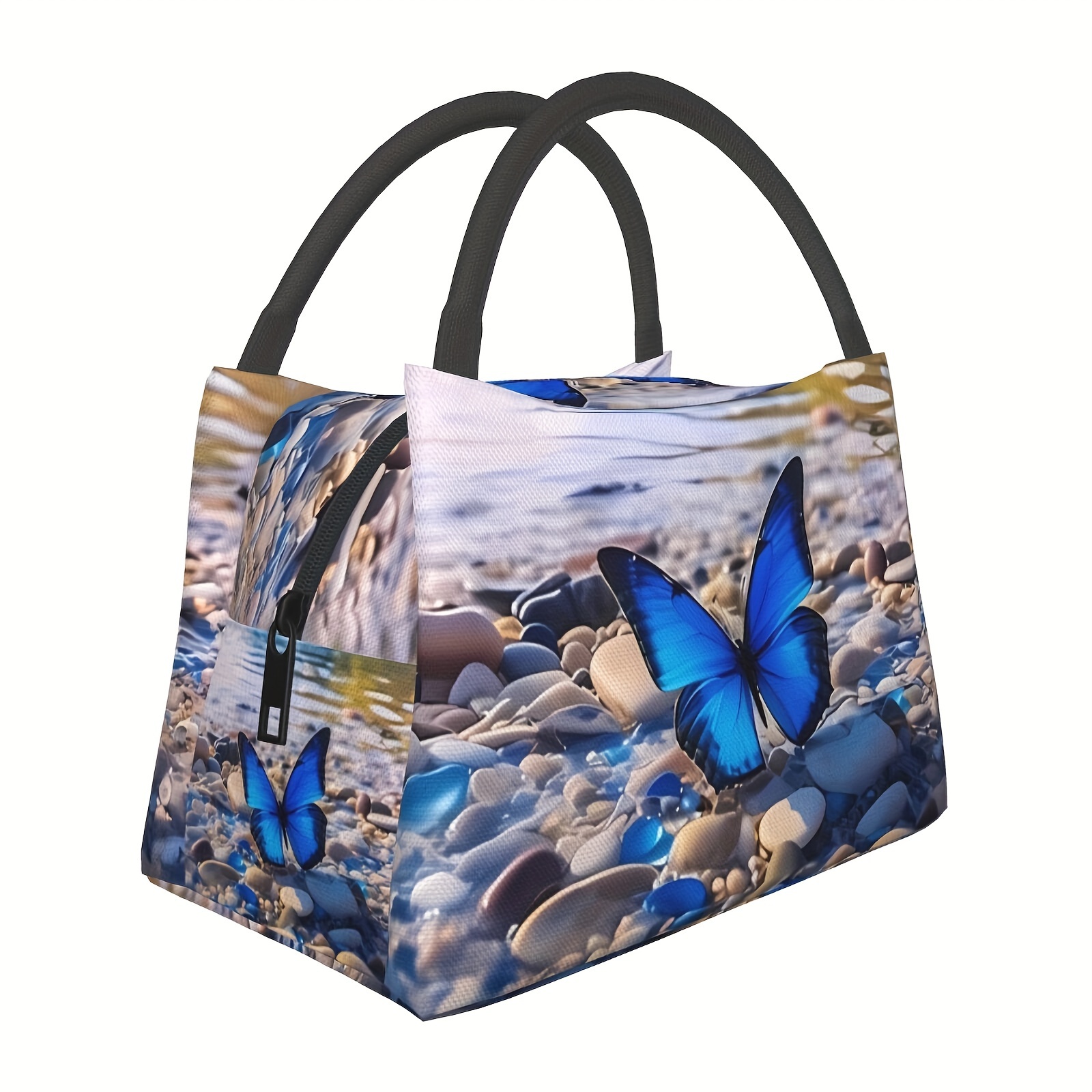 

Insulated With And Lakeside Design - Reusable, Waterproof Polyester, Thermal Zippered Cooler Bag For Travel, Picnics, Office, And Work, Travel Lunch Bag|lakeside Theme Tote| Lunch Bag