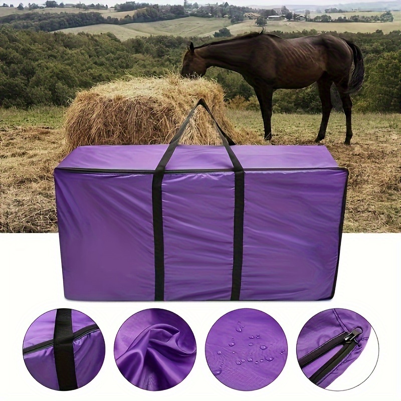 

Large Capacity Purple Hay Storage Bag With Black Straps - , Waterproof & Foldable Feed Tote For Horses, Cattle & Sheep | Handle, No Electricity Needed, Farm Use