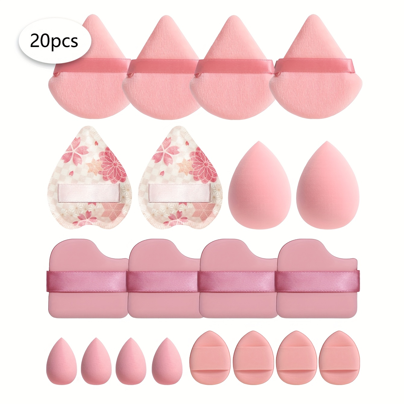 TEMU 10/20/40/ st Multifunktionella Sminksvampar - Latexfria Vattenaktiverade Beauty Blenders för Foundation, Concealer, Puder & Ögonskugga - Alla