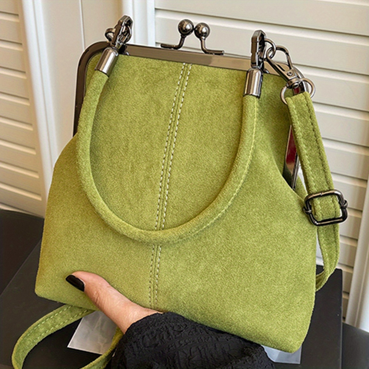 Image of Mini Vintage Women's Crossbody Handbag With Lock Closure - Detachable Strap, Retro -neutral Colors (/dark,,,) - Material Mini Purse For Work, Shopping & Everyday Use - Elegant Gift