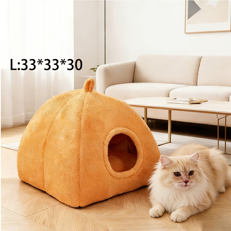 TEMU Cat Nest Pumpkin Nest Cat Nest Closed Nest Small Dog Winter Warm Pet Nest Cute Triangle Nest Cat Nest