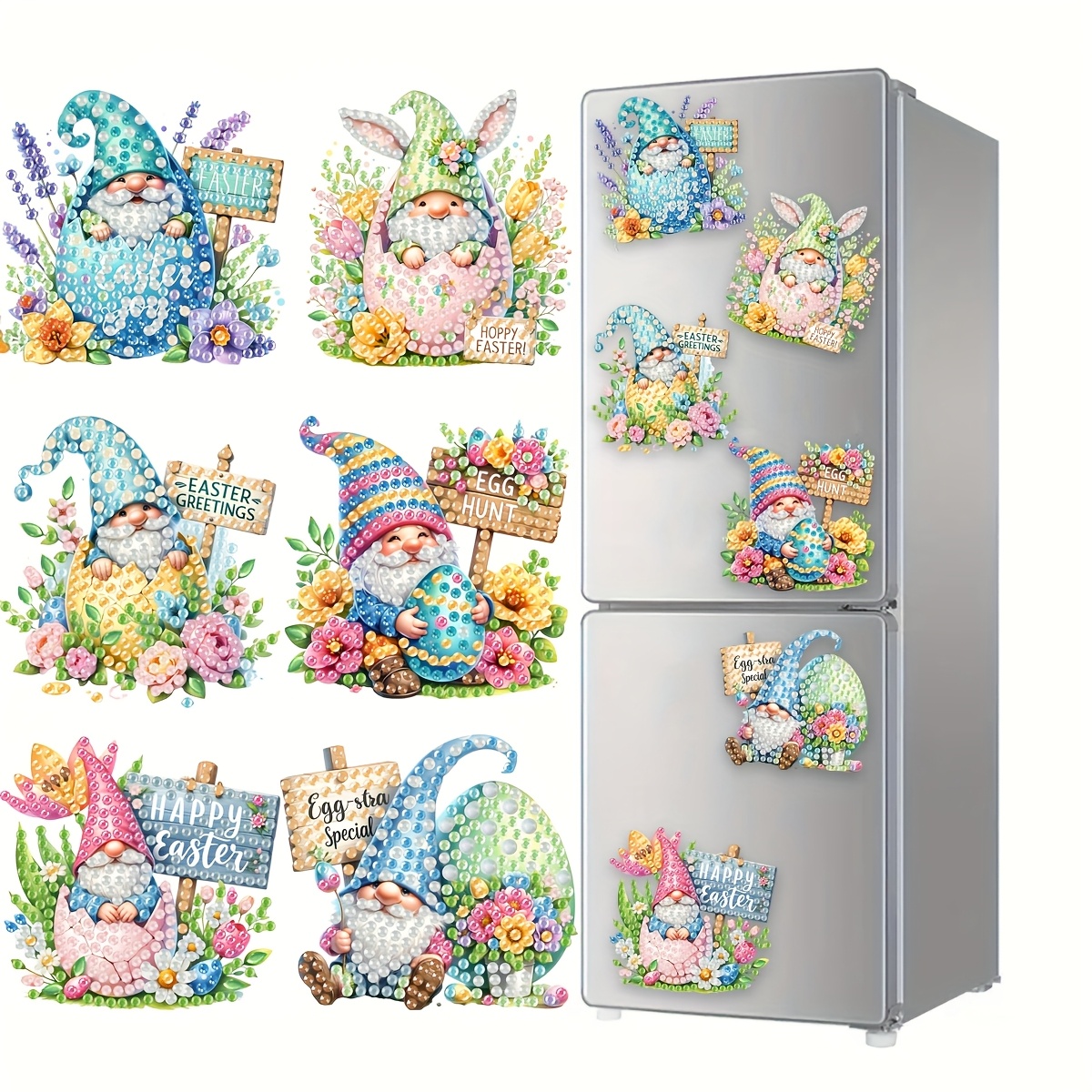 

6pcs Refrigerator Magnet Cute Land Decoration Diy Diamond Painting Magnet Kit For Diy Crafts Gift Refrigerator Mailbox Decoration