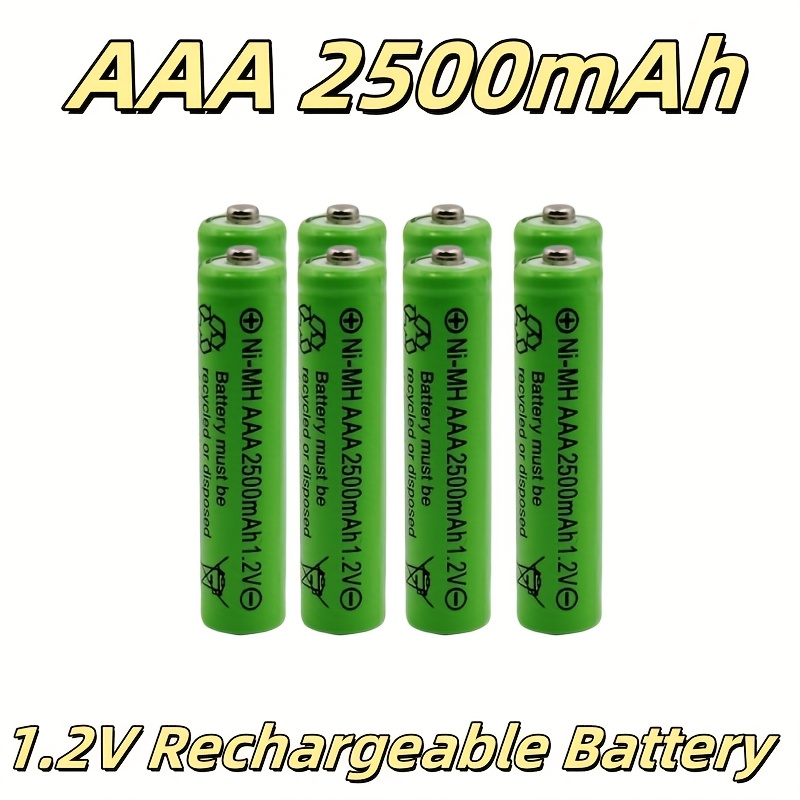TEMU Piles Rechargeables AAA NI-,2V 2500mAh Haute pour Lampe Solaire, Petite Voiture, Souris, Horloge, , Radio, Calculatrice, de Jeu, Télécommande, ,
