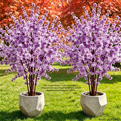 set of 2 large 47 inch artificial trees outdoor faux flowers wide and dense branches and leaves beautiful decoration suitable for indoor outdoor decor outdoor arrangements courtyard garden