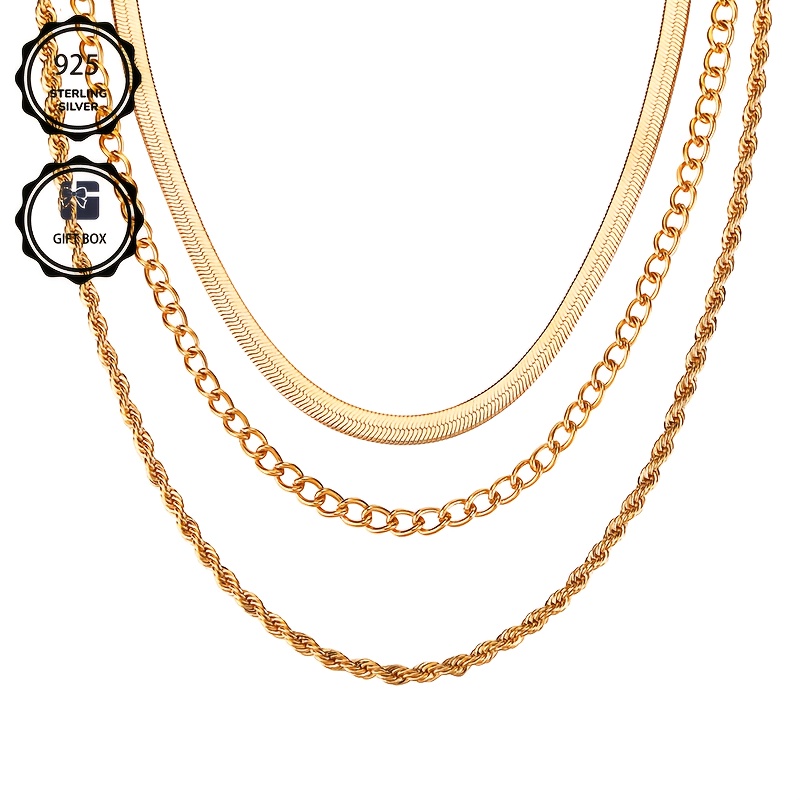 A Stylish Necklace Made Of 925 Silver, Featuring A Layered Design, Exuding Luxury And , A Perfect Gift For Women, In A Gift Box.