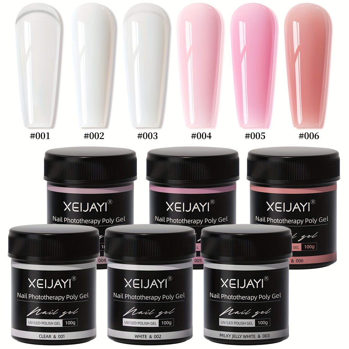 Image of Xeijayi 100g 6pcs Poly Nail Gel Led Cured Builder Nail Gel Acrylic Nail Extension Gel For Nails Diy At Nail Art Quick Building