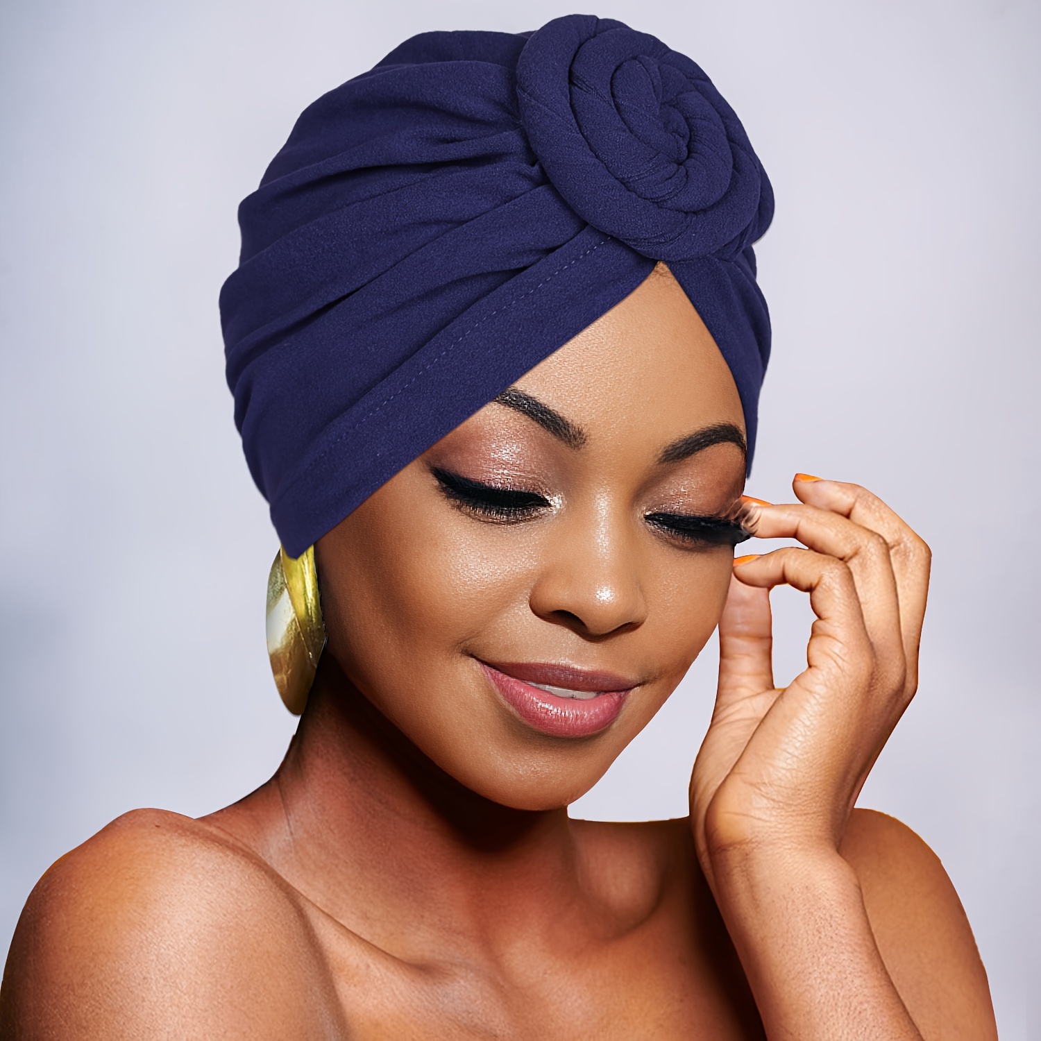 1pc Of Women's African Turbans Floral Knot Pre Tied Hat Brim Headscarf