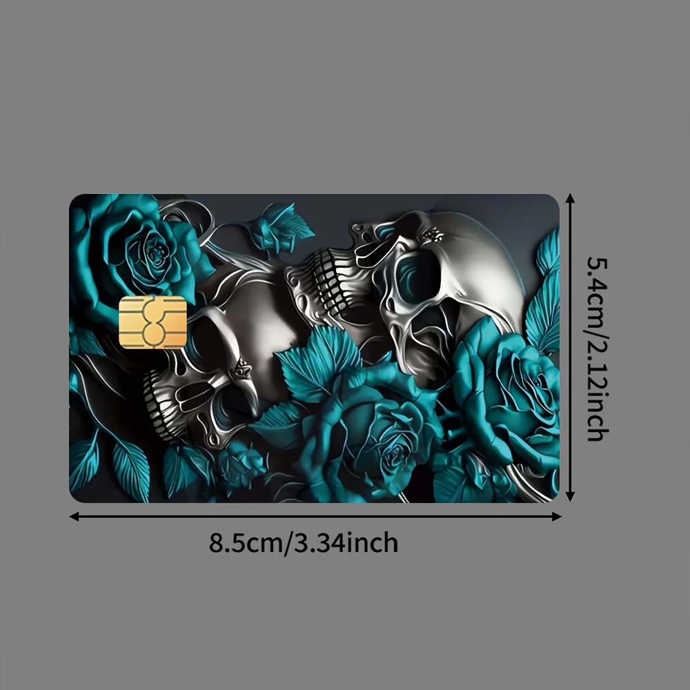 Rose And Skull Interesting Creative Pattern Credit Card Stickers For Bank Cards, Debit Cards, Transportation Cards, Cards