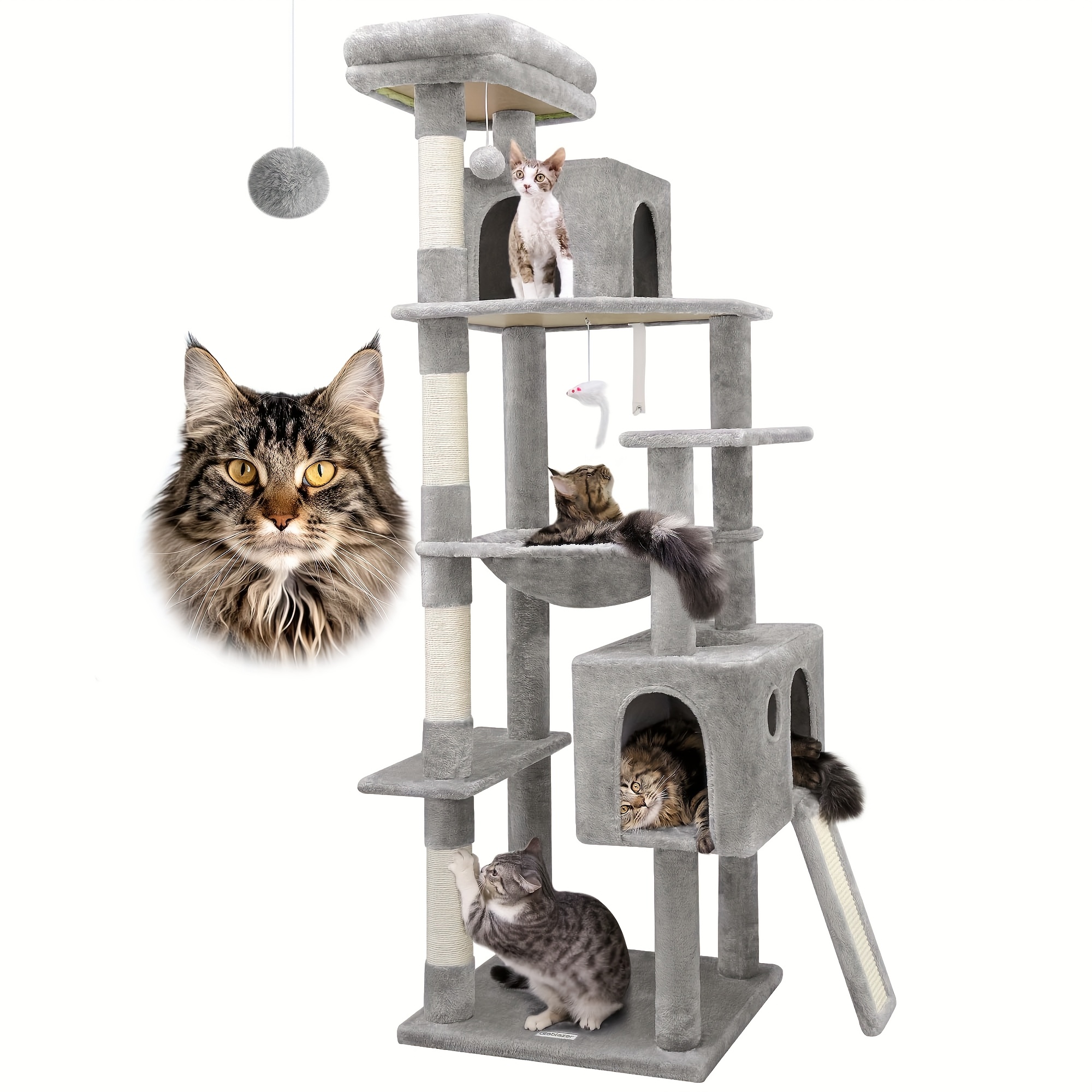 

Globlazer F70 Tower For Large Cats, 70 Inch Tall Cat Tree For Large Cats, Heavy Duty Cat Climbing Tower With Scratching Post, , Cat Condo For Indoor Adult Cats