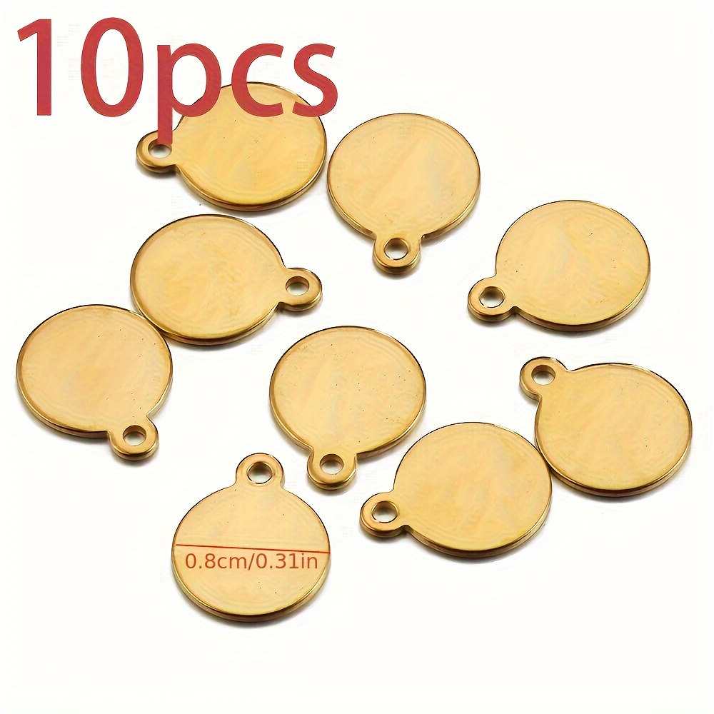 TEMU 10pcs Pendentifs Ronds Brillants Multi-Tailles en Acier Inoxydable, Mode Facile à , Boucles d'Oreilles, , Bracelets, Accessoires de Fabrication