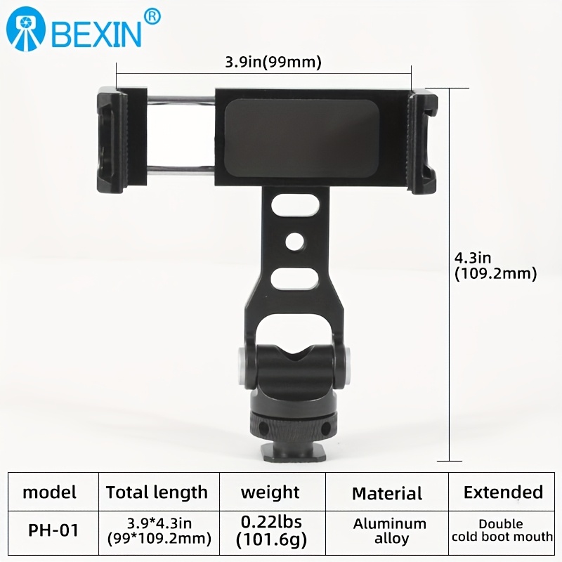 Image of Metal Phone Holder Clamp With Hot Shoe 360° Rotatable Tripod Adapter Mount Stand For Dslr Camera Monitor Iphone15