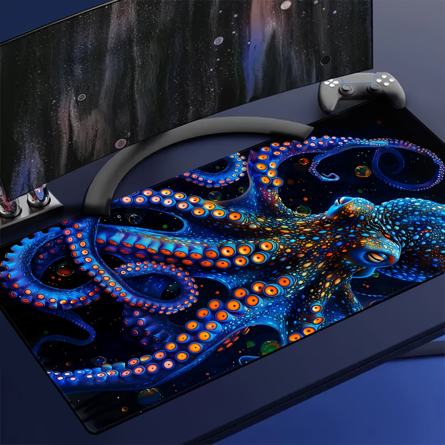 

Octopus Extended Gaming Mouse Pad, Large Desk Pad Mat, Washable Rubber Base, Non-slip Keyboard Mousepad For Home & Office Decor, Computer Desk Accessories - Without Battery