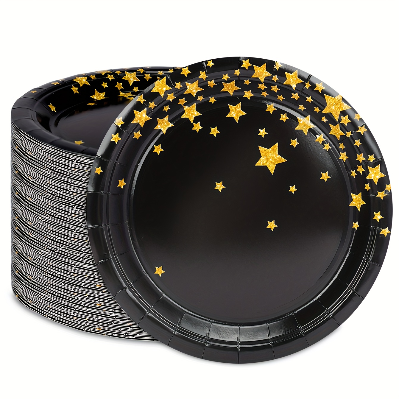 10pcs 20pcs 50pcs black and golden paper dessert plates 7 inch   cake plates 9 inch food dinner bathroom plates classic party supplies for birthday wedding engasynthetic gemstoneent anniversary graduation halloween christmas new year