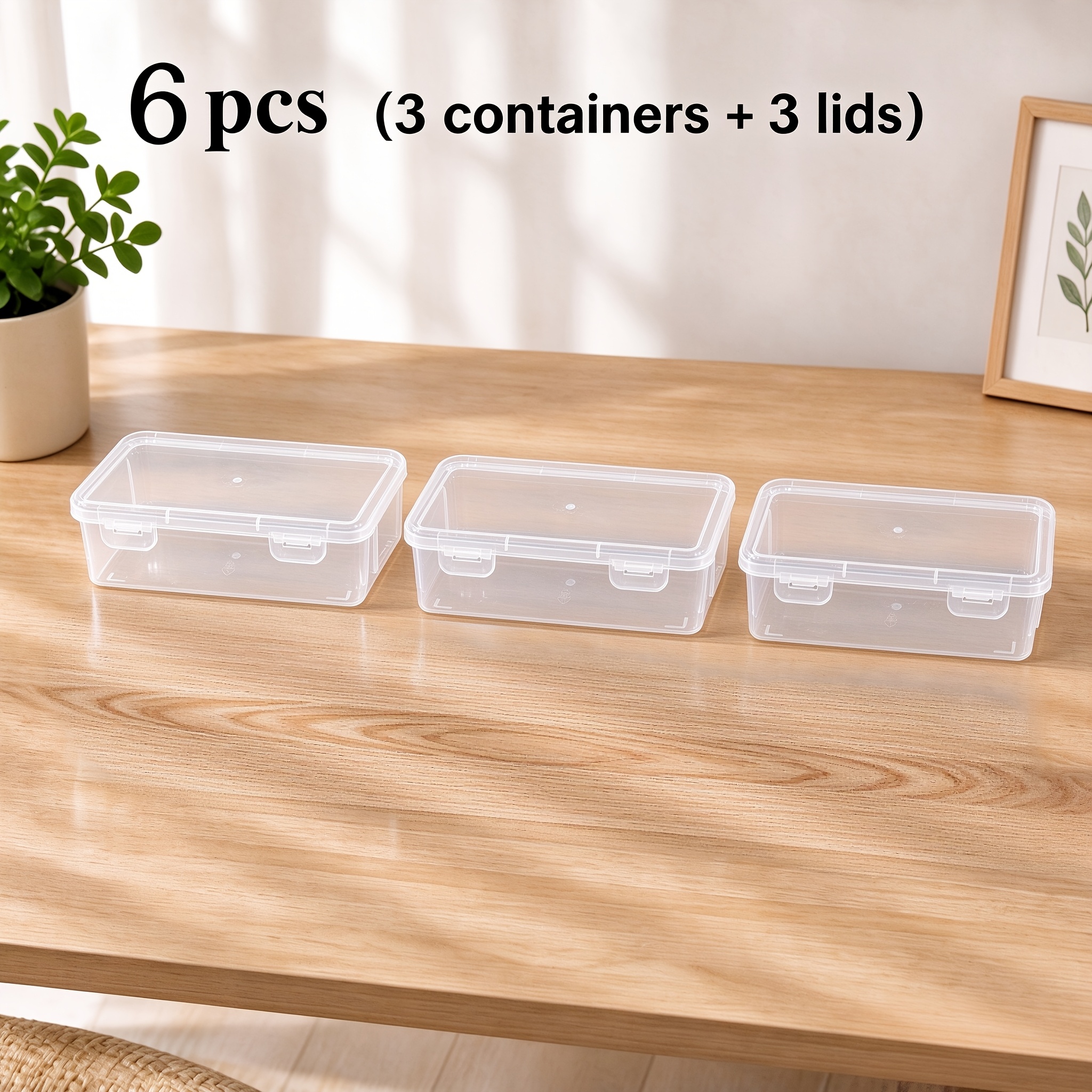 TEMU 3 Stk. große transparente Aufbewahrungsboxen mit Deckeln. Strapazierfähiges PP-Kunststoffmaterial, und einfach. Büroschreibtisch-Organisation,