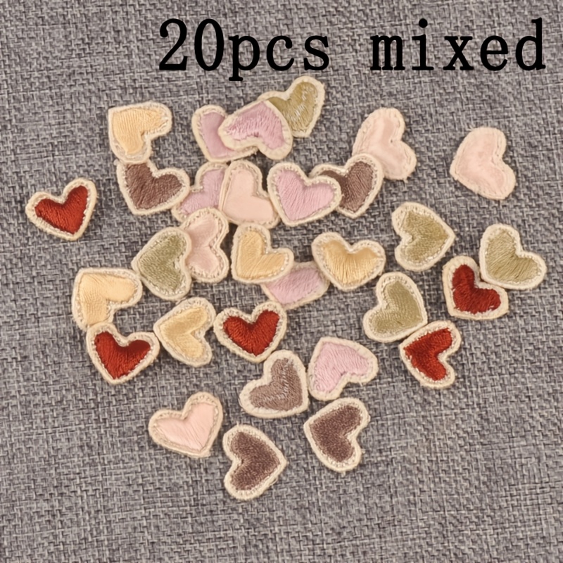 TEMU 20pcs Of 1.8x1.5cm Heart Embroidered Lace Patches, Hand-sewn For Clothing, Hats, Hair Accessories, And Wedding Craft Decorations, Not