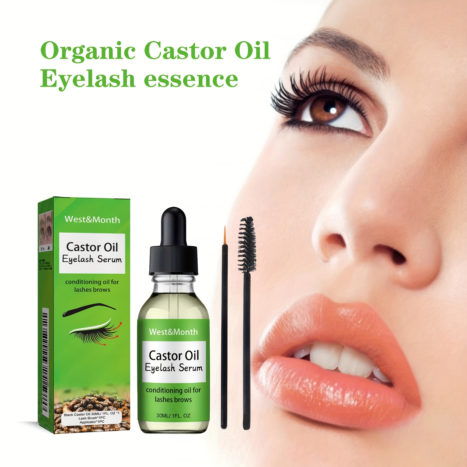 2pcs Castor Oil Mascara, Mild And Not Easy to Make Up Natural Curling Black Beautiful Non-trace Essential Oil, Local Warehouse, 30ml
