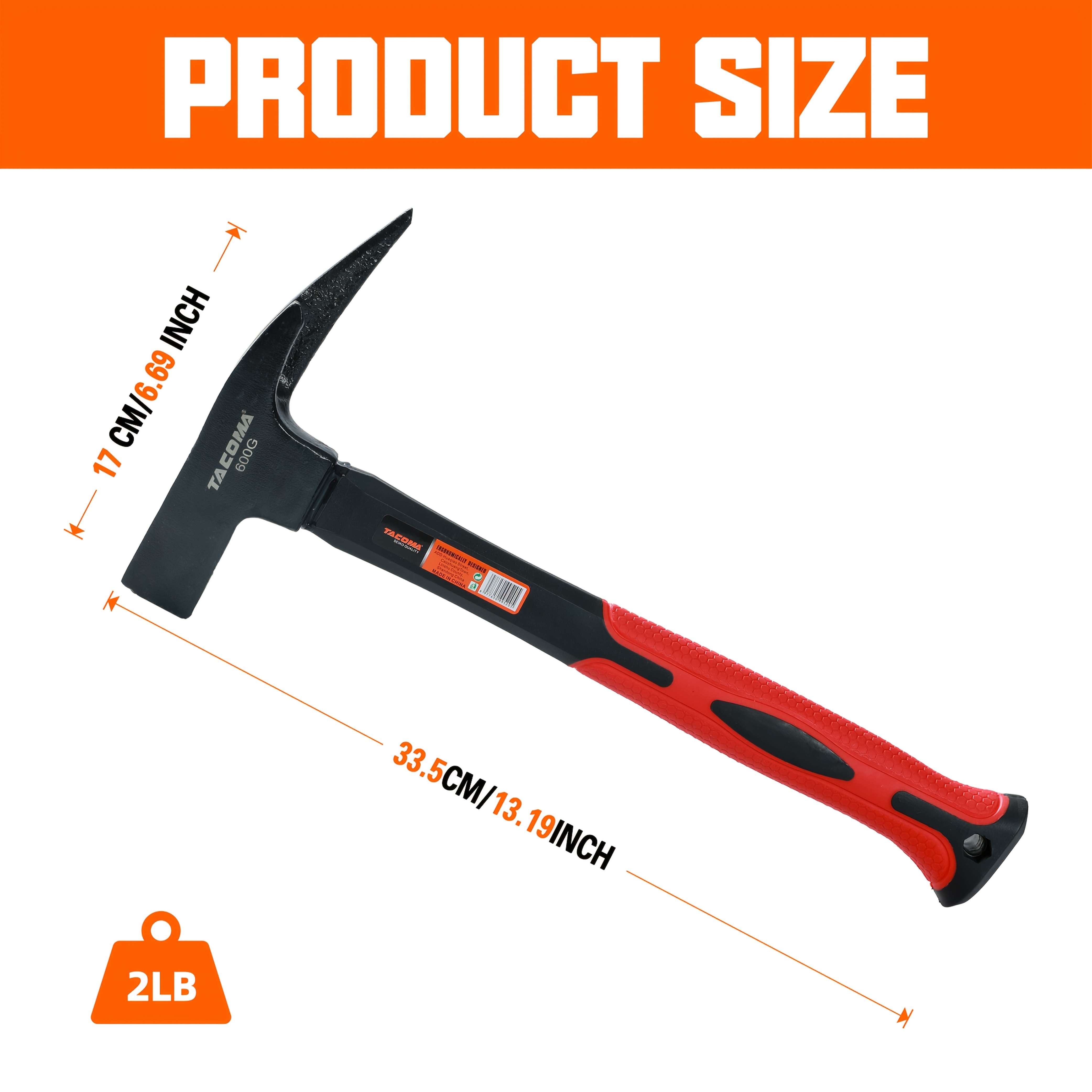 Image of 600g Magnetic Roof Hammer, Single-claw Hammer, High- Head, Tpr Non-slip Textured Shock-absorbing Handle; Suitable For Light Work, Industrial Use And Home Renovation