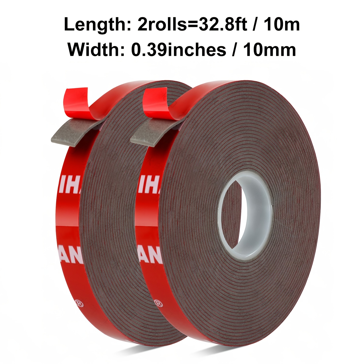 2/1 Roll Double Sided Tape, Heavy Duty Mounting Tape 2 Sided, 0.4in Width Narrow/thin/slim Adhesive Foam Tape For Home Automotive Decor Led Light Strips