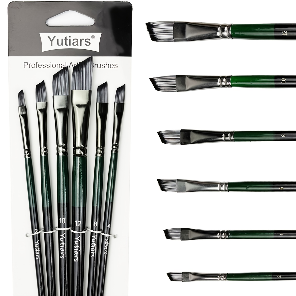 Image of 6pcs Angular Paint Brush Set, High-quality Nylon Bristles For Acrylic, Oil, Watercolor - Perfect For Master Artists And Beginners, Students, Versatile Brushes For School Projects Or Art Classes