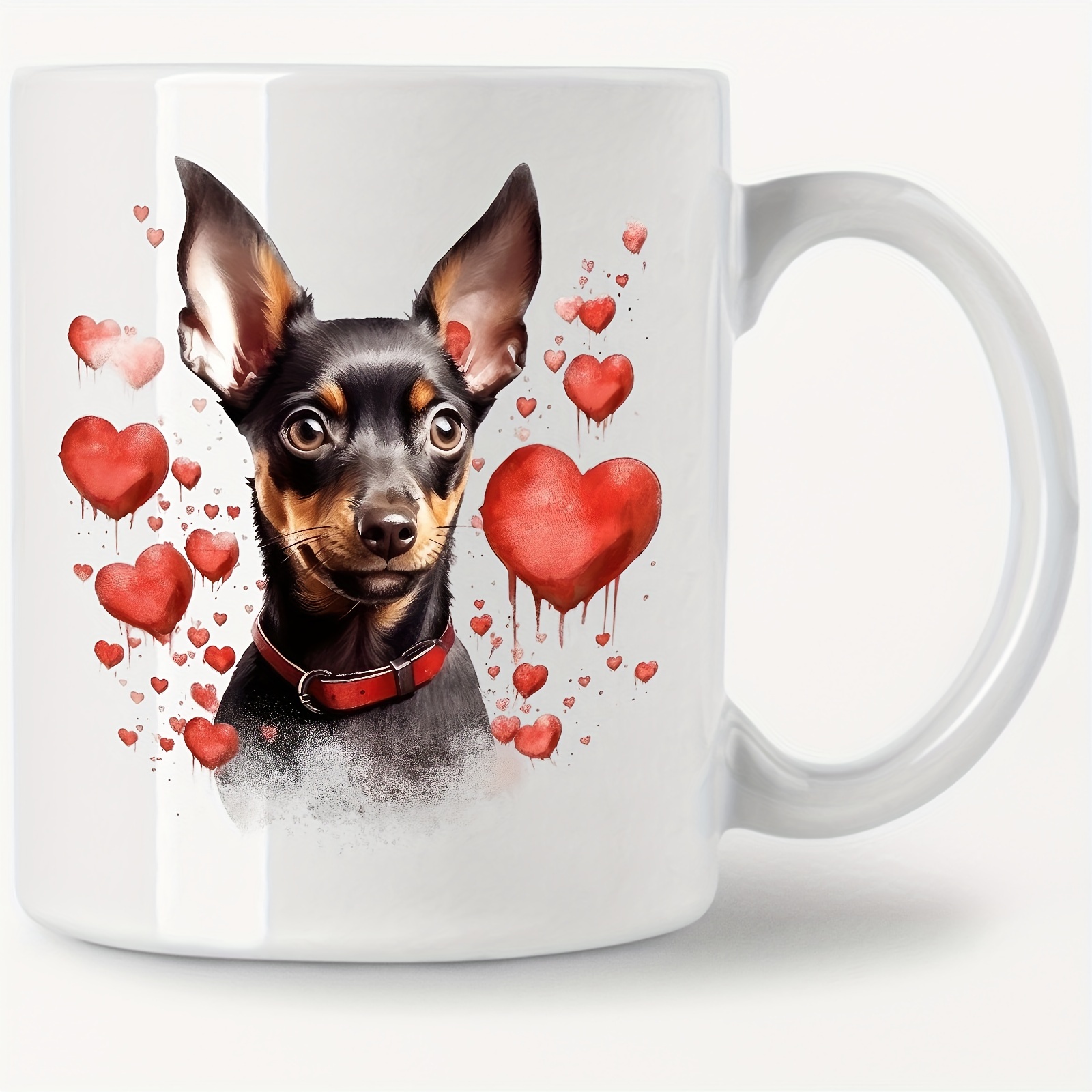 

1pc 11oz/330ml Mug For Cafe, Coffee Mug, Miniature Pinscher 2, Gift For Friends, Sisters, Colleagues, Family, Coffee Drinker, Owner, Ceramic Cup, Holiday Gift