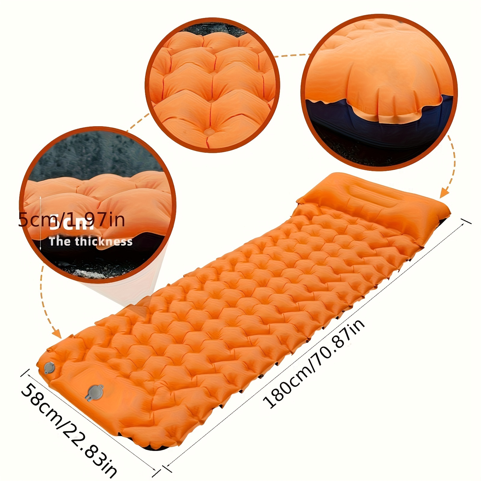 1-Person TPU Moisture-Wicking Camping Air Mattress with Integrated Pump, Ultra-Lightweight Inflatable Travel Mat with Headrest, Ideal for Hiking and Outdoor Adventures - Rectangular Sleeping Pad, Outdoor Sleeping Gear | Rectangular Sleeping Pad | Lightweight Sleeping Pad