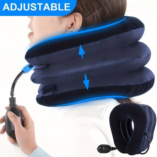 an inflatable neck stretching pillow that alleviates neck discomfort and pressure anywhere improving your mood its gift for