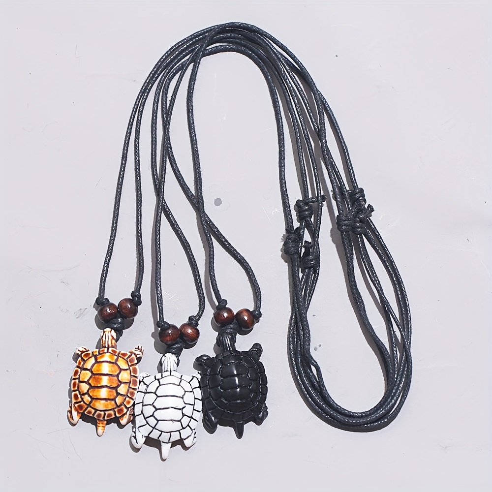 TEMU Parure de bijoux 3 pièces avec pendentif tortue rétractable en résine, convient , , de fête, parure de pour famille de trois, accessoires de ,