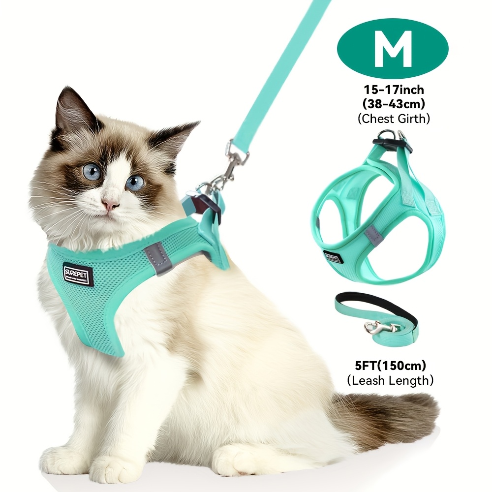 TEMU Cat Harness And Leash Set, Suitable For Walking, Anti-escape, Adjustable Soft Cat Vest, With Reflective Strips, Suitable For Cats, Comfortable
