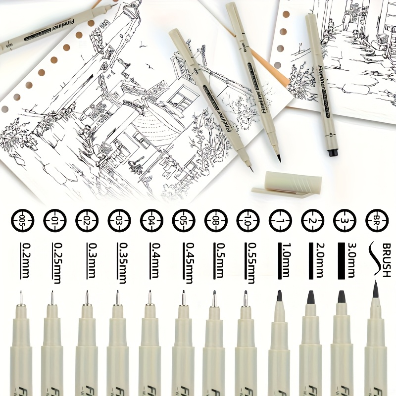 Multi-Line Drawing Pen Set, 5/6/9pcs Fine Waterproof Ink Pens