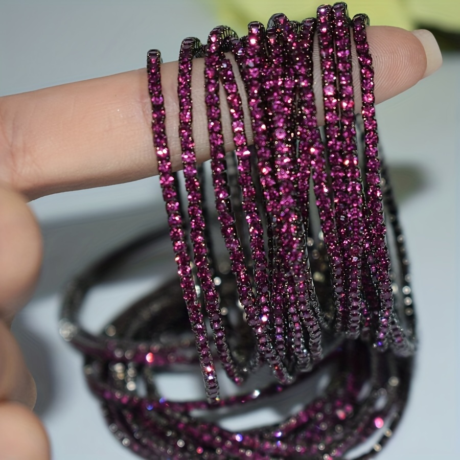 Colorful Rhinestone Studded Bracelet for Women - Pack of 5