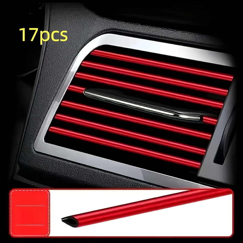 TEMU 17pcs Car Interior Trim Strips/car Air Conditioning Vent Decorative U-shaped Strips, Door Strips/car Interior Accessories/car Decorations