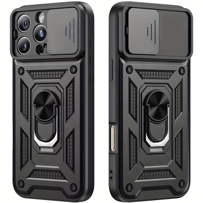 Phone Case - Shockproof Heavy Hard Case With Metal Stand For 16 Pro Max 15 Pro Max 14 Pro Max