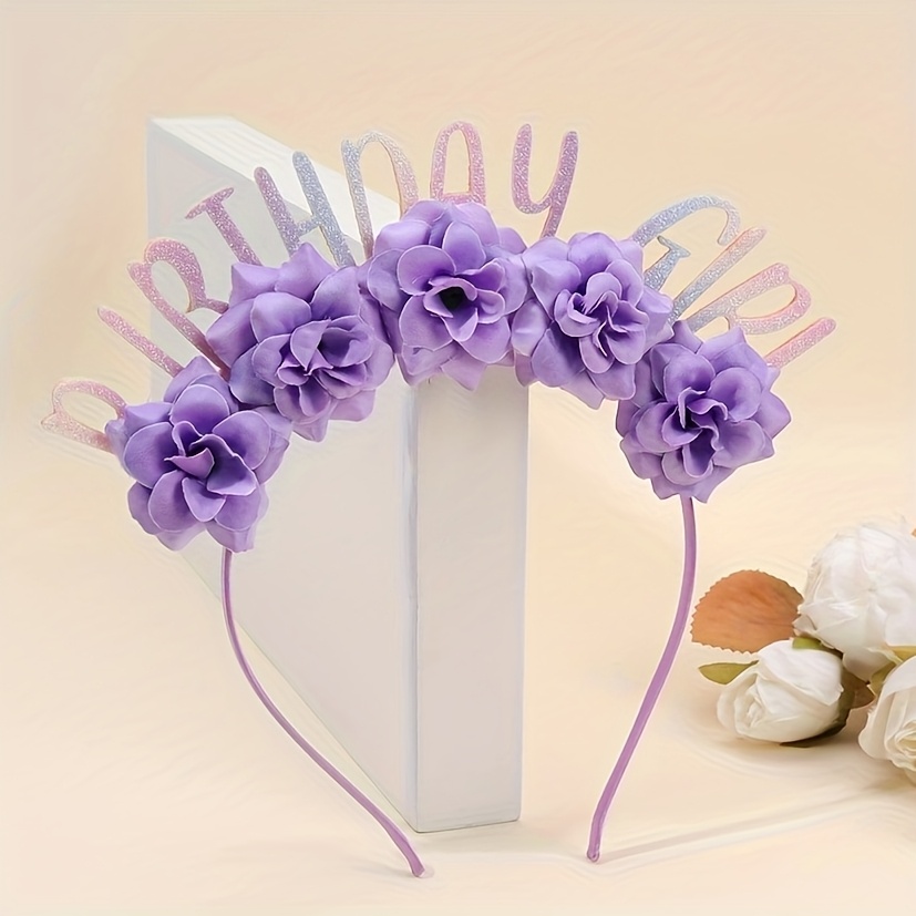 1pc Boho Flower Hair Band For - Glitter Sparkly Floral Headband With Flower , Multicolor Bohemian Hair Accessories Suitable For Birthday Parties, Weddings, Prom, Casual Attire - Elegant Hair Tiara
