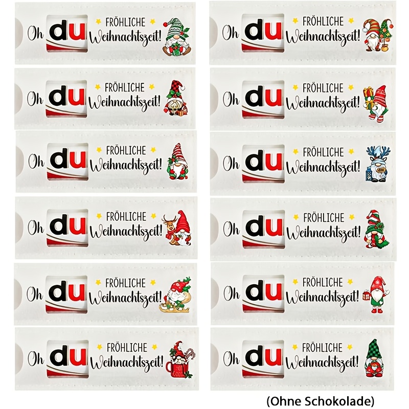 TEMU Geschenk für Sie/Ihn: 12/24 Stück Weihnachtsgeschenktüten Set, 12 Stile von "Weihnachts-Gartenzwergen" Geeignet für Sie/Ihn, mit verschiedenen