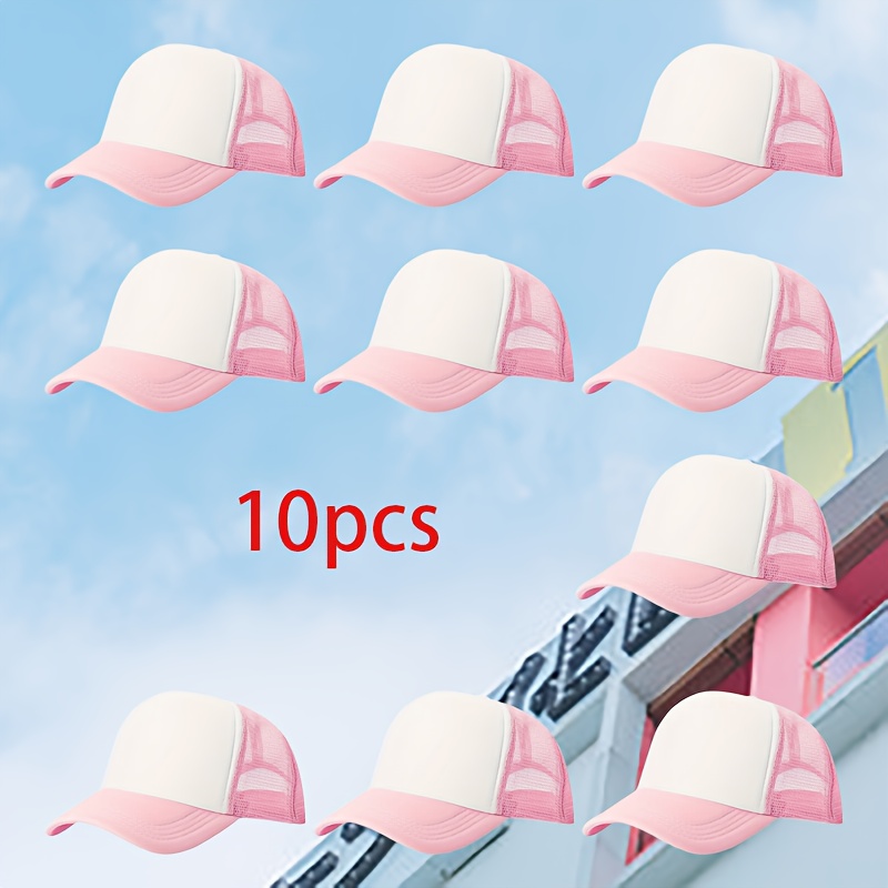 10pcs Custom DIY Pattern Printed Mesh Baseball Caps, Unisex