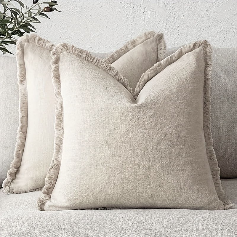 Eleont 2pcs Decorative Tassel Pillowcase Set, Comfortable Bohemian Farmhouse Cushion Covers With Tassels, Soft Pillowcases Suitable For Sofa, Bed, Living Room, And Home Decor