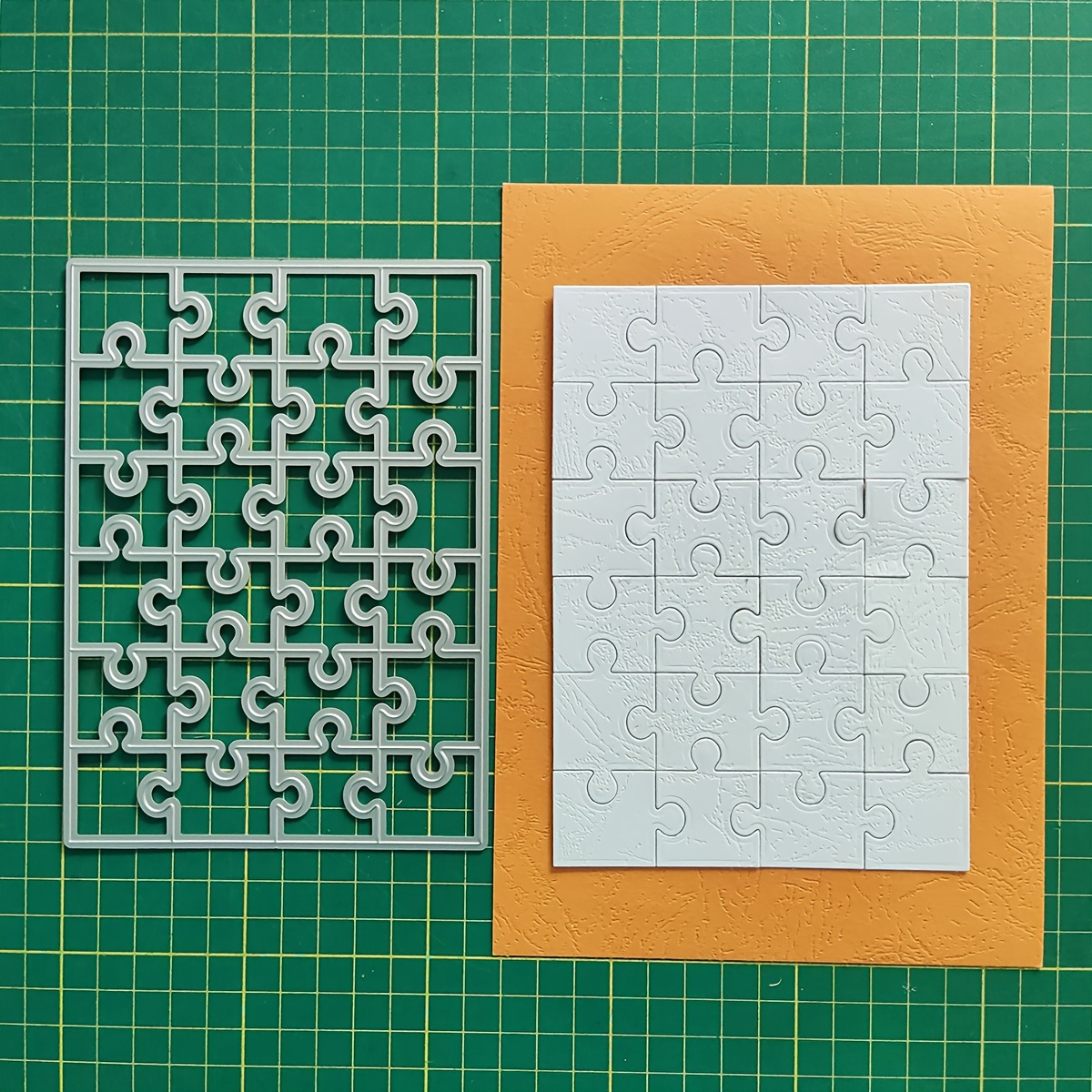 

A Frame For Cutting Small Rectangular Jigsaw Pieces With A Golden Cutting Knife Mold.