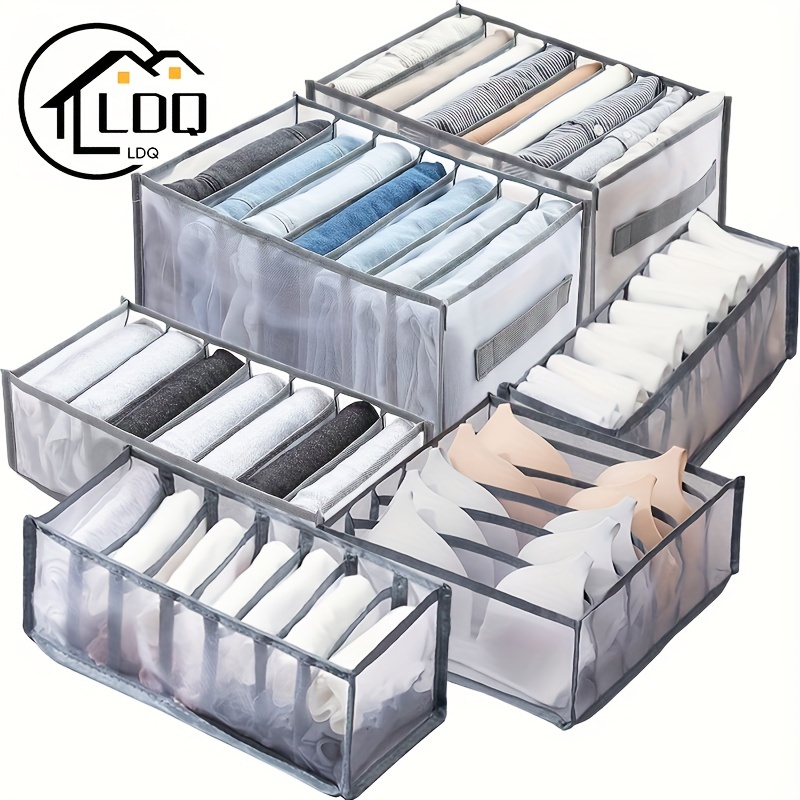 

Ldq 6pcs Organizer Set With Handles - Foldable Drawer Dividers For Jeans, Shirts, Underwear & More - , Space-saving Closet Organization Solution