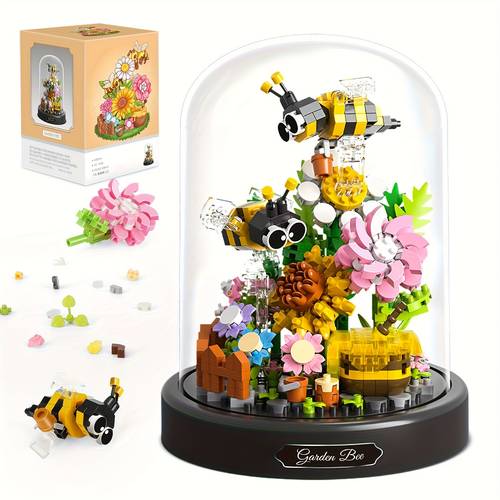 item picture bee building blocks toy desktop decoration ornament eternal flower insect assembly suitable 6 christmas gift birthday present