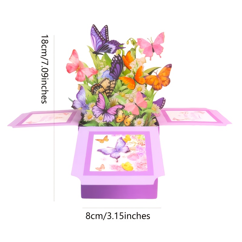 TEMU Special Handmade 3d Pop-up Greeting Card With Envelope, Suitable For Birthdays, Anniversaries, Mother's Day - Handcrafted Paper Flower Bouquet,