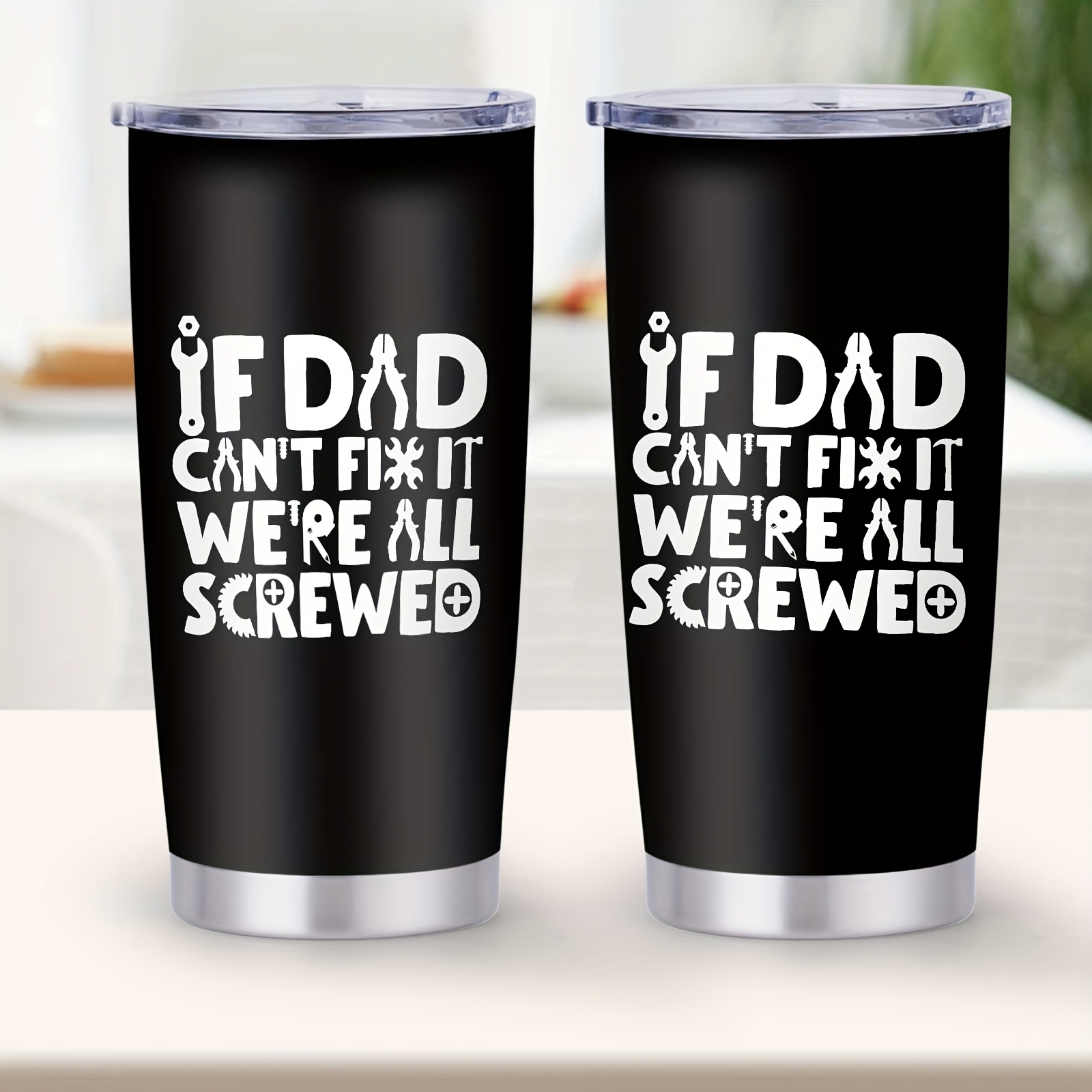 TEMU 1pc 20oz If 't Fix It All Screwed Insulated Tumbler, Graphic Stainless Steel Coffee Mug, Funny Dad Birthday Gift, Back To School Family Present