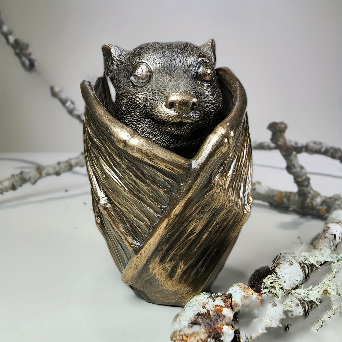 

Halloween Bat Decorative Jewelry Organizer - Resin Gothic Home Decor Bat Figurine Trinket Storage - Unique Artisan Crafted Bat Sculpture Jewelry Holder