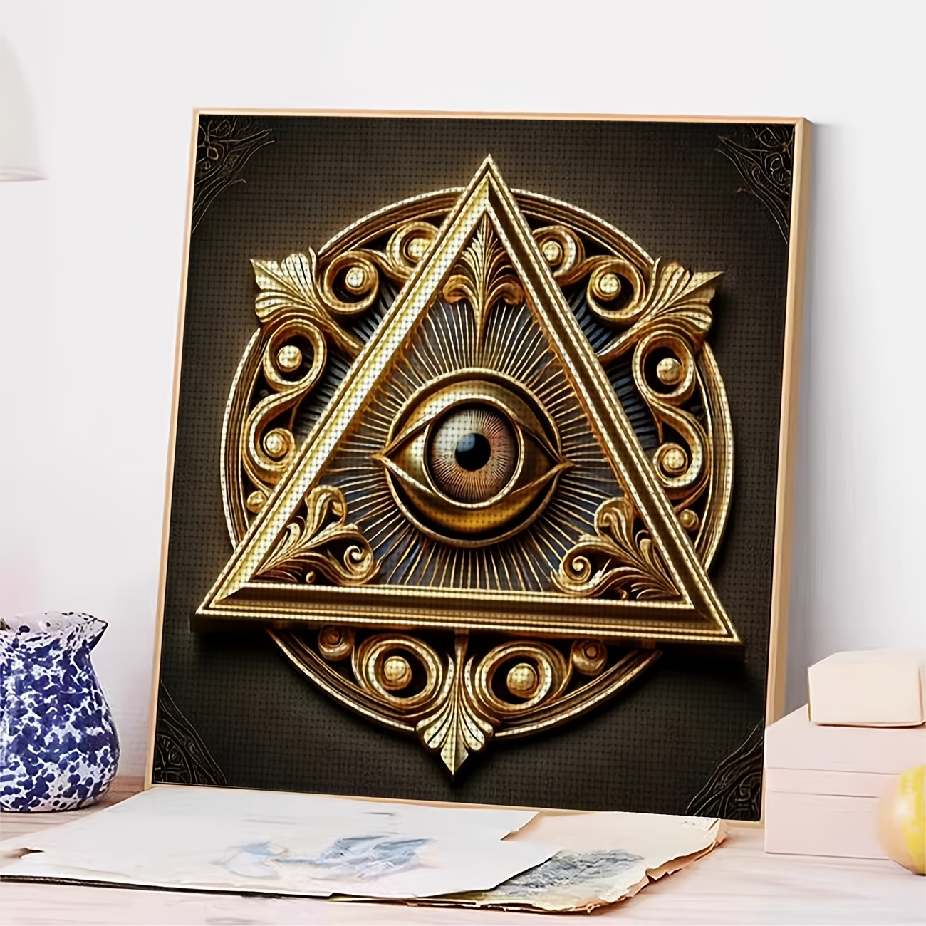Cross Stitch Kit 'Golden Triangle Eye' Pattern for Beginners