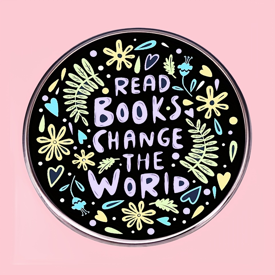 

1pc "read Books " Inspirational Quote Pin, Metal Alloy Badge For , Vintage & Minimalist Style Brooch Accessory